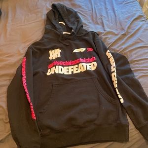 Anti Social Social Club x Undefeated black and pink hoodie unisex small.